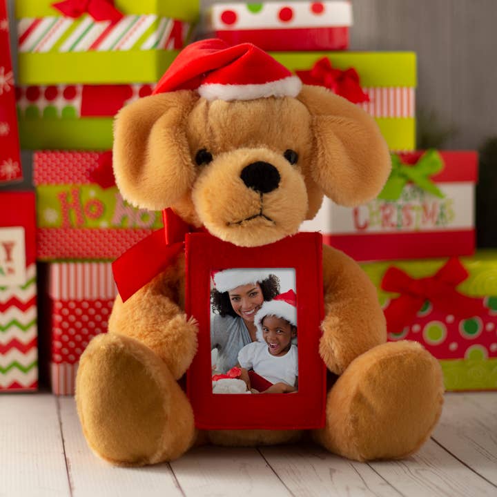 Neil Enterprises - Wholesale Stuffed/Plush Toy - Kids & Baby - Santa Dog Stuffed Plush with Picture Frame