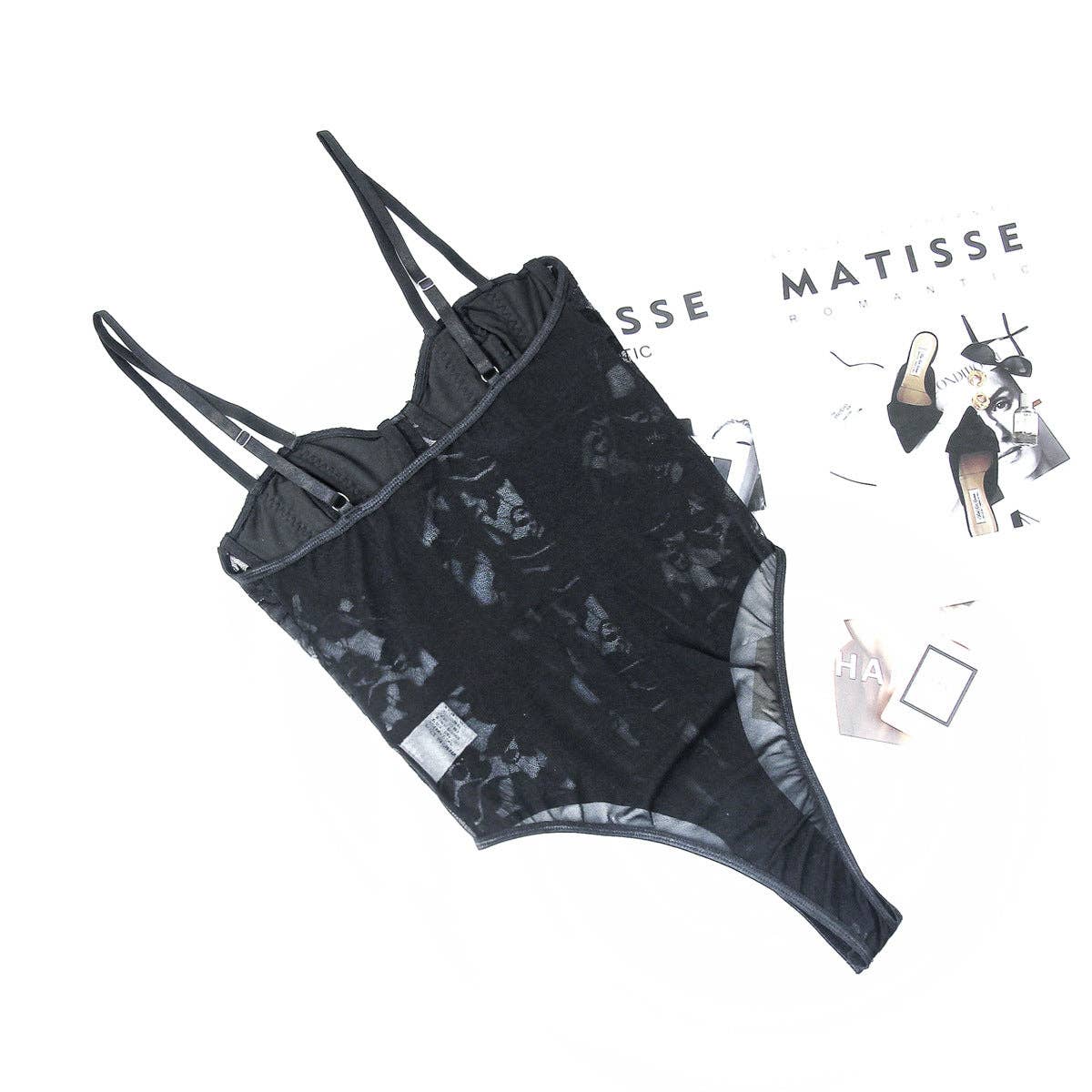 Sweetkama – Engroshandel Bodysuit undertøj - Dame – Bodysuit med blomsterblonder Gennemsigtig Teddy C800332