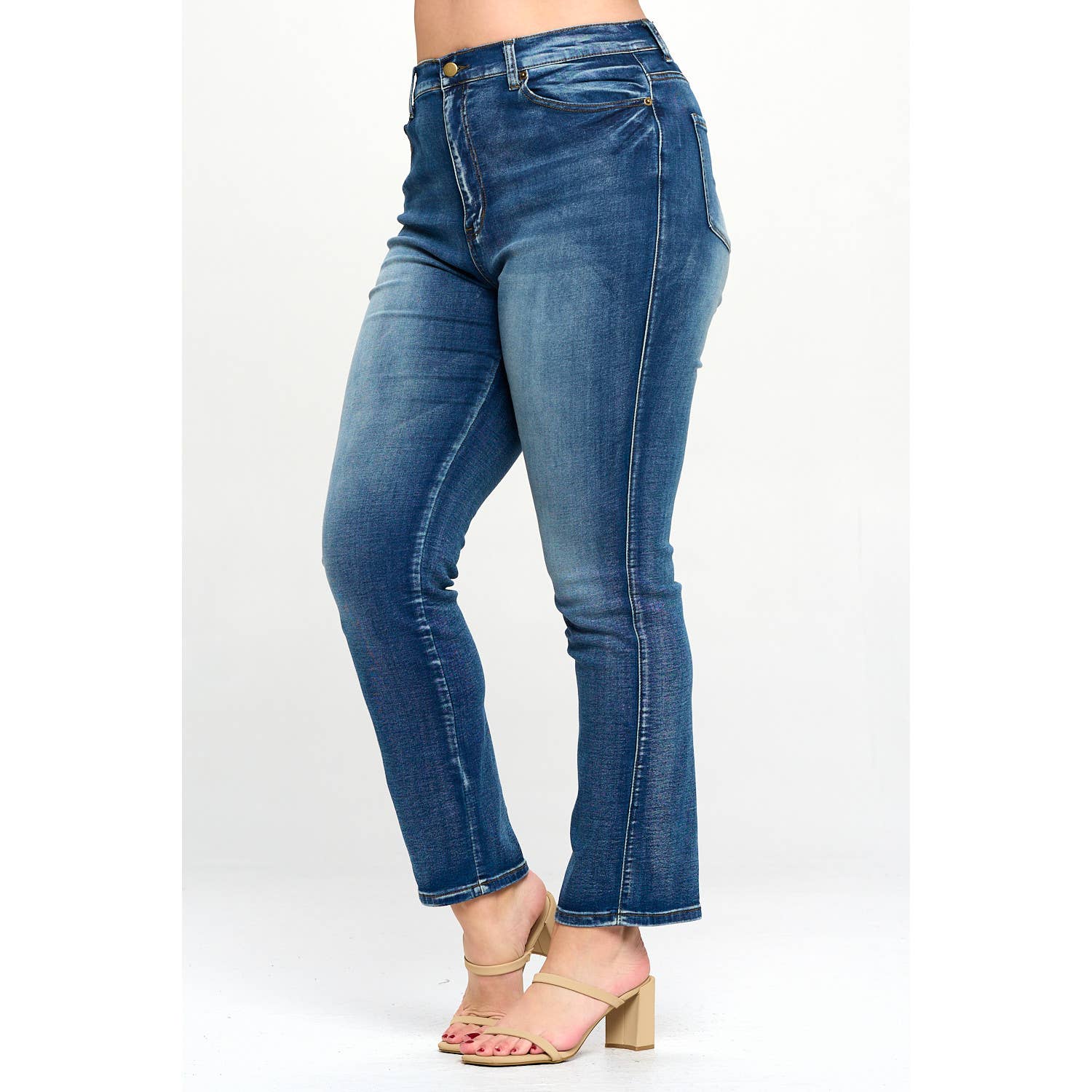 Blue Turtle - Vendita all'ingrosso Jeans - Donna - Jeans Plus Size Kimberly a Vita Alta Blu Medio7