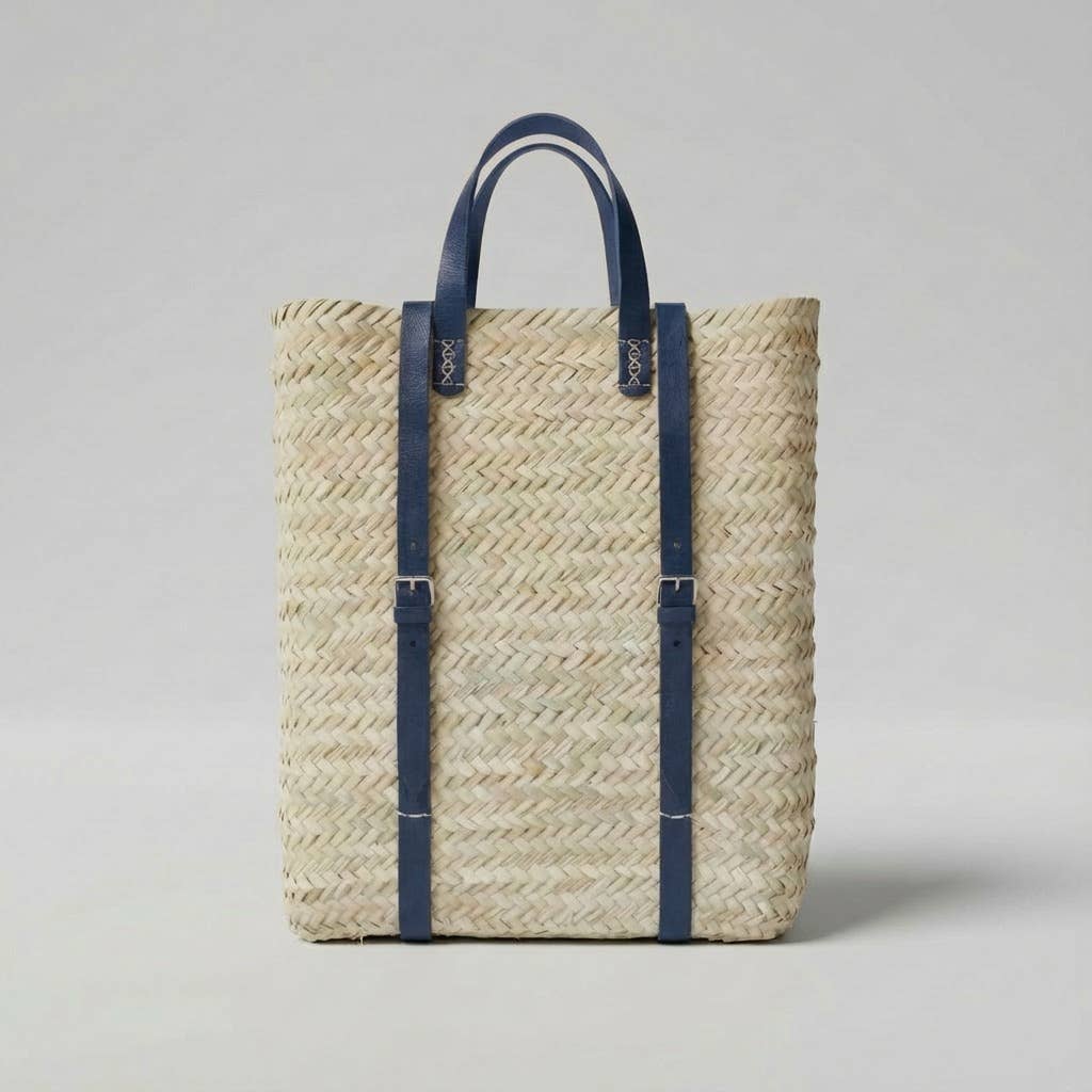 Melecraft - Wholesale Backpack - Women's - Woven Palm Leaf Backpack Leather Straps Boho Market Bag12