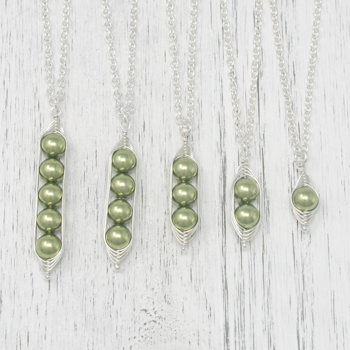 Rising Jewelry - Wholesale Pendant/Charm Necklace - Pea pod necklace, Green, Peapod Jewelry, Mothers Day Gift3