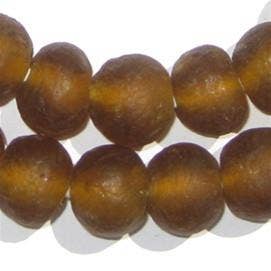 The Bead Chest - Wholesale Beads - 18mm Amber Color Recycled Glass Beads1