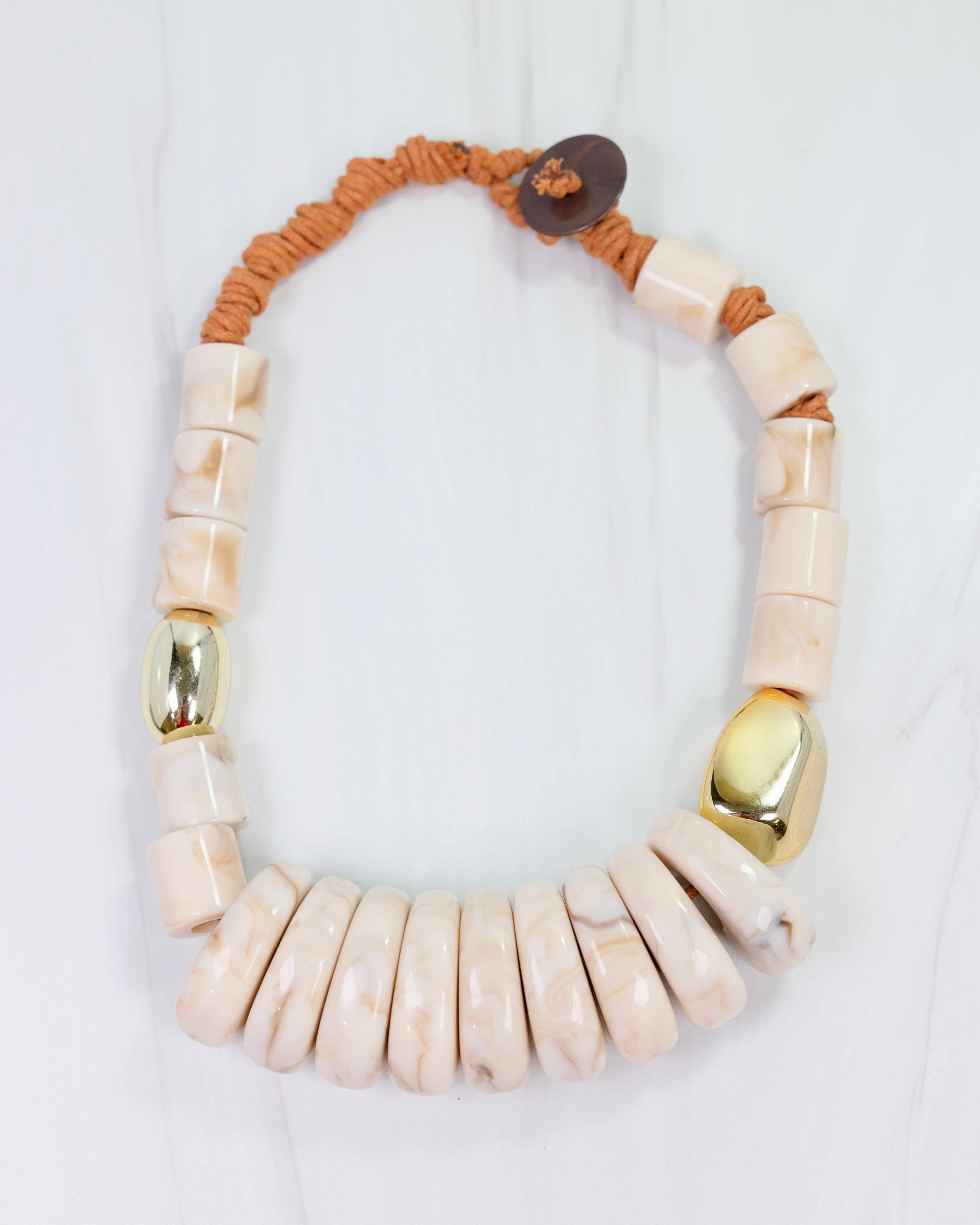Caroline Hill - Wholesale Beaded/Pearl Necklace - Miranda Beaded Statement Necklace Natural1