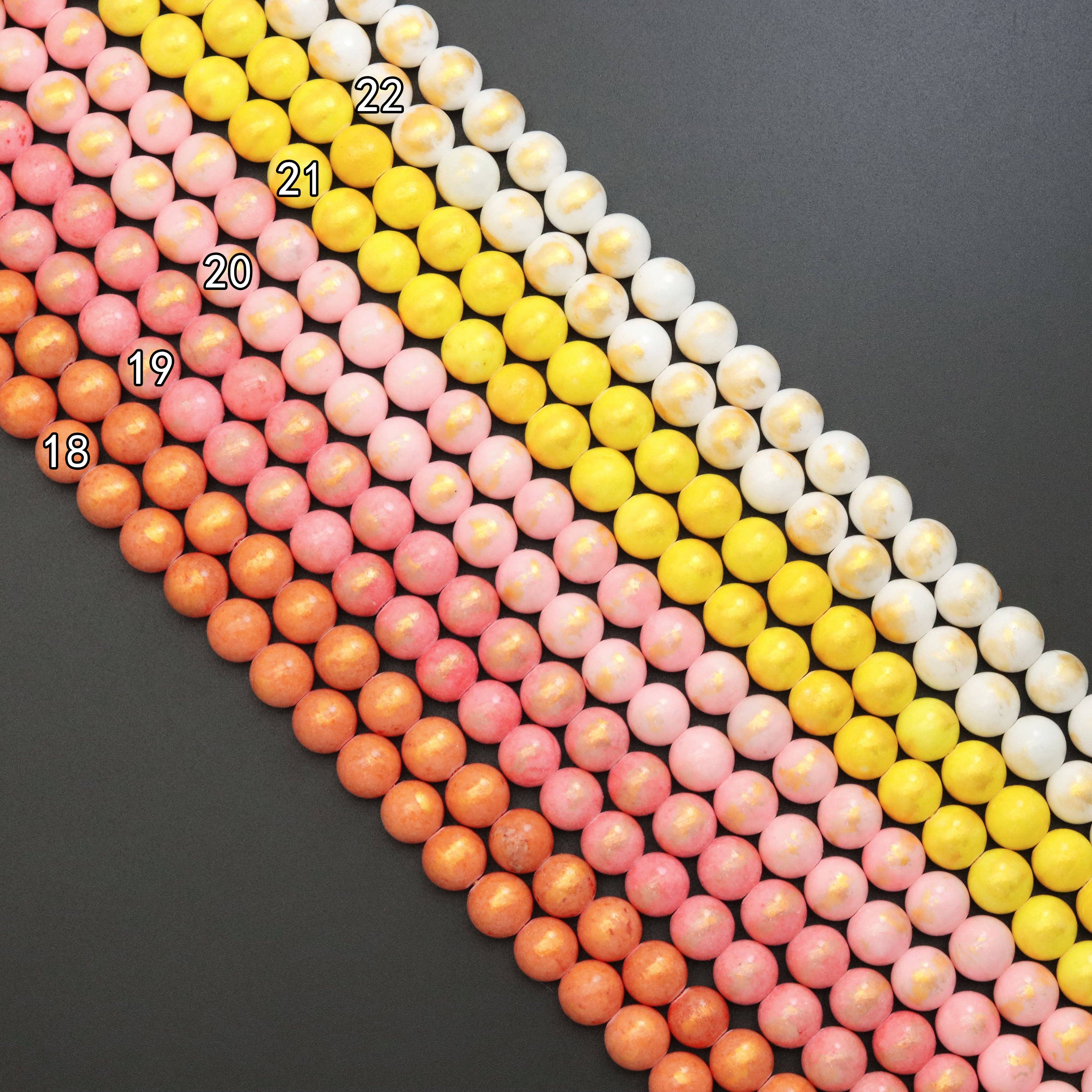 BestBeads&Beyond - Wholesale Beads - Jade with Golden Line Round Smooth Beads, Sku#U18905