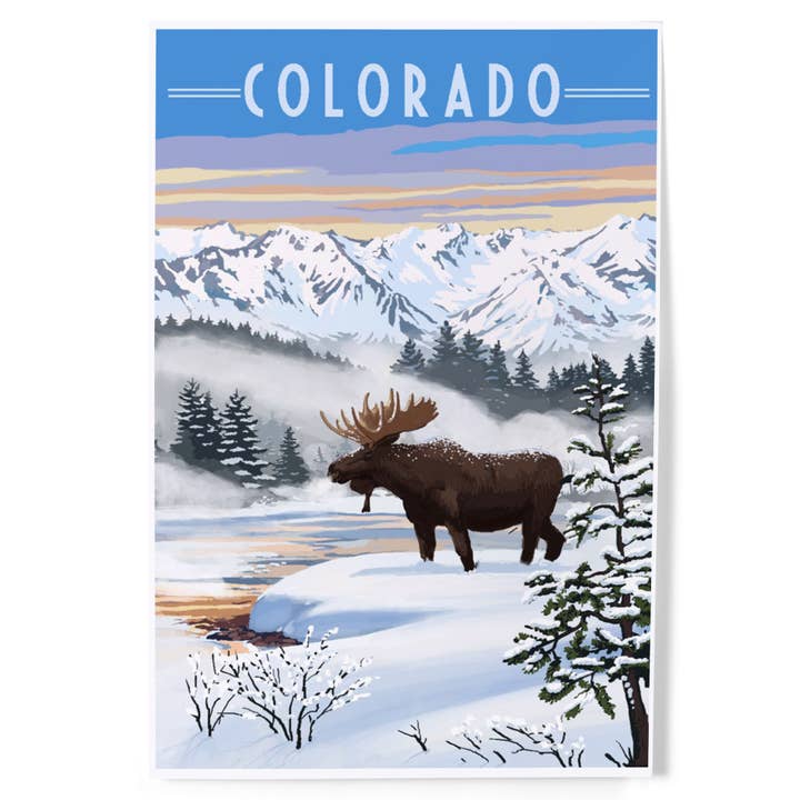 ART PRINTS Colorado, escena invernal de alces para venta al por mayor de Lantern Press
