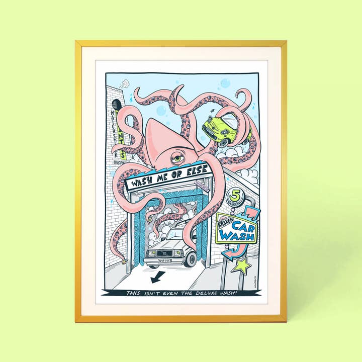 KRAKEN CAR WASH PRINT for wholesale by Cor