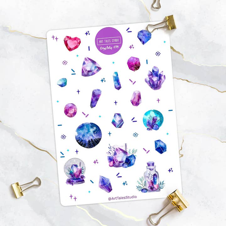 Kristallen stickervel, kristallen stickers, planner stickers, Bullet Journal Stickers, Edelstenen Stickers, Edelstenen Stickers, Magische Stickers voor wholesale door Art Tales Studio