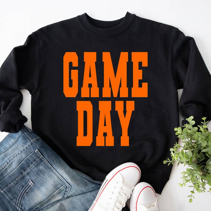 Game Day Orange Black Fleece for wholesale by MidWest Tees