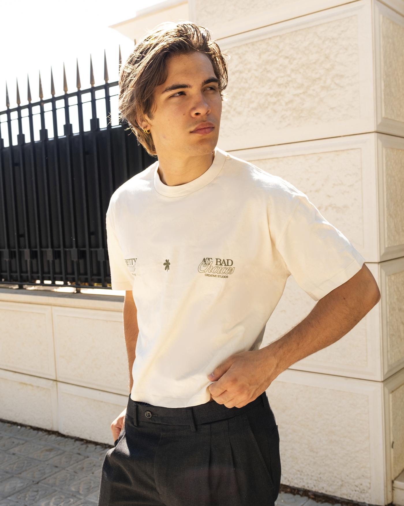 BMCollective - Venta al por mayor Camiseta serigrafiada - Mujer - Camiseta corta crema « Pretty Good at Bad Choices »4