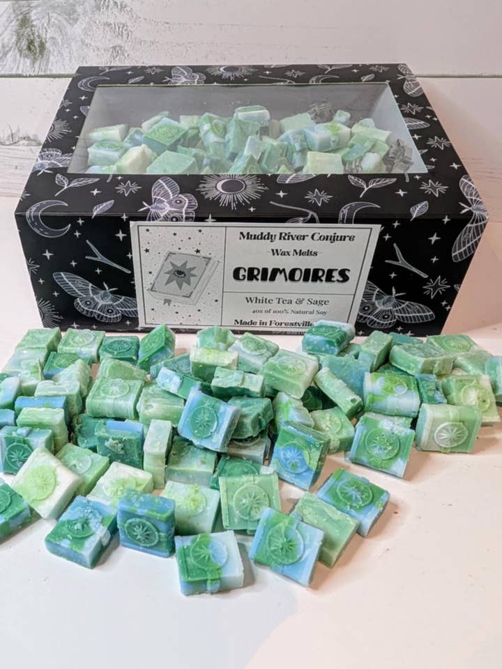 Caixa de Derretimento de Cera de Soja Grimoire Minis por atacado de Muddy River Conjure