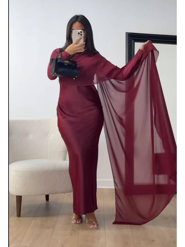 LORIANE - Wholesale Dress - Women's - 10612 Long satin dress6