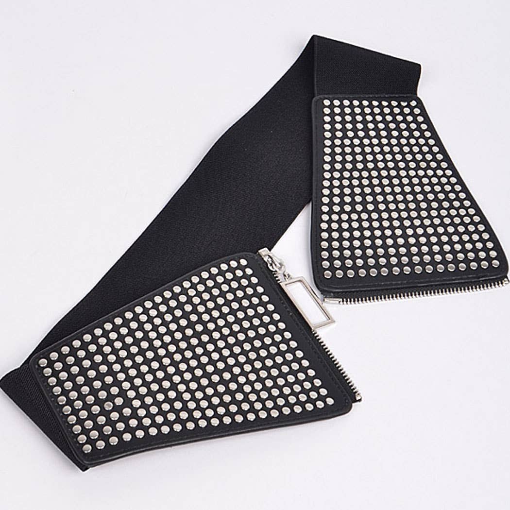 3AM BY H&D ACCESSORIES - Vendita all'ingrosso Cintura - Donna - Cintura elastica con cerniera borchiata4