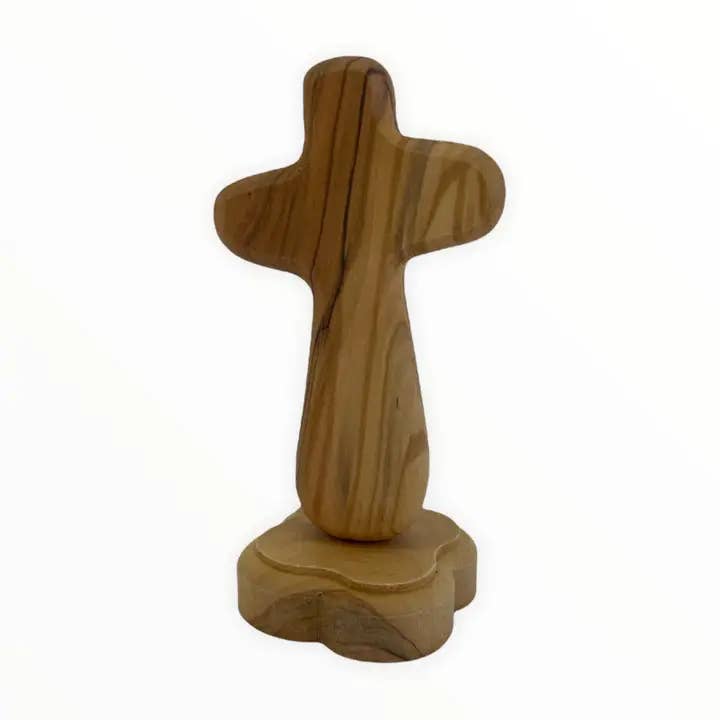 Standing Olive Wood Comfort Cross. A lot of 100 for wholesale by Holy Land Imports
