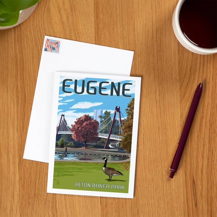 Lantern Press - Wholesale Everyday Greeting Card - GREETING CARD Eugene, Oregon, Cityscape1