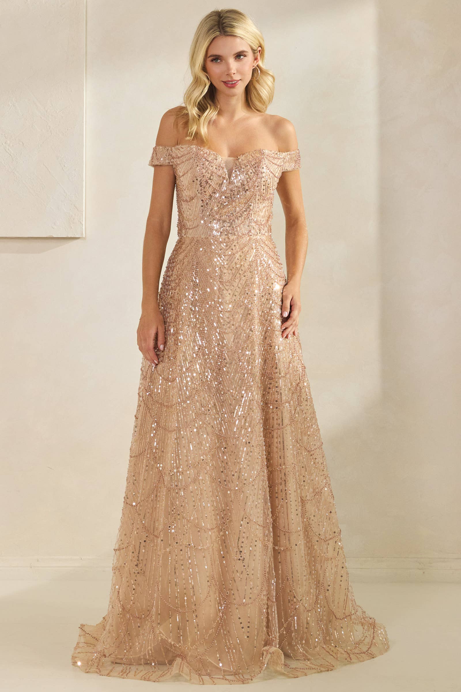 CHAMPAGNE SEQUIN A-LINE CORSET DRESS S#4094 for wholesale on Faire1