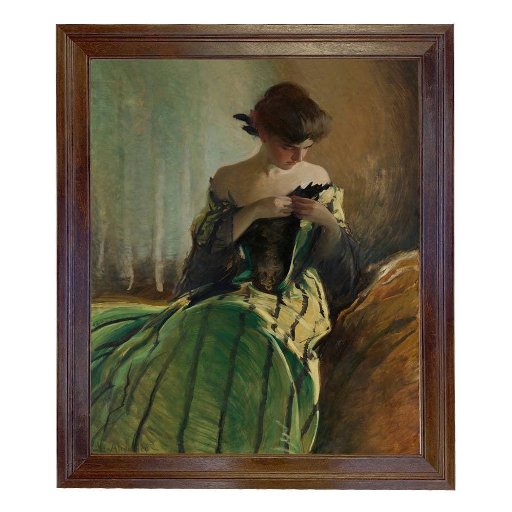 Madison Bay Co. - Historical Home Decor Reproductions - Vendita all'ingrosso Stampa artistica - Stampa su Tela Vintage di Donna in Abito Nero e Verde85