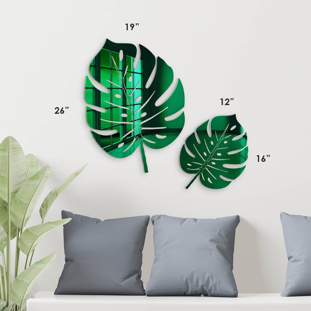 4ArtWorks - Venta al por mayor Espejos de pared - Hojas de Monstera Deliciosa | Arte acrílico | Decoración de pared con espejo1
