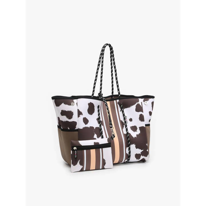 JNC RT (Jen & Co. Outlet) - Wholesale Tote Bag - Women's - M2146STRP Annabella Large Striped Neoprene Tote