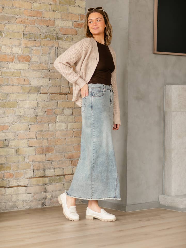 Inherit Clothing Company - Wholesale Skirt - Women's - Piper A-line Long Denim Maxi Skirt4