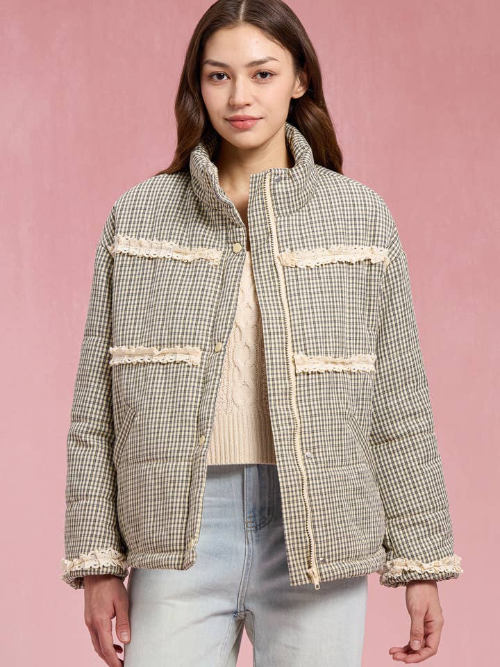 RP2905 - Rutig Spets Pufferjacka för wholesale av ROSIE POSIE