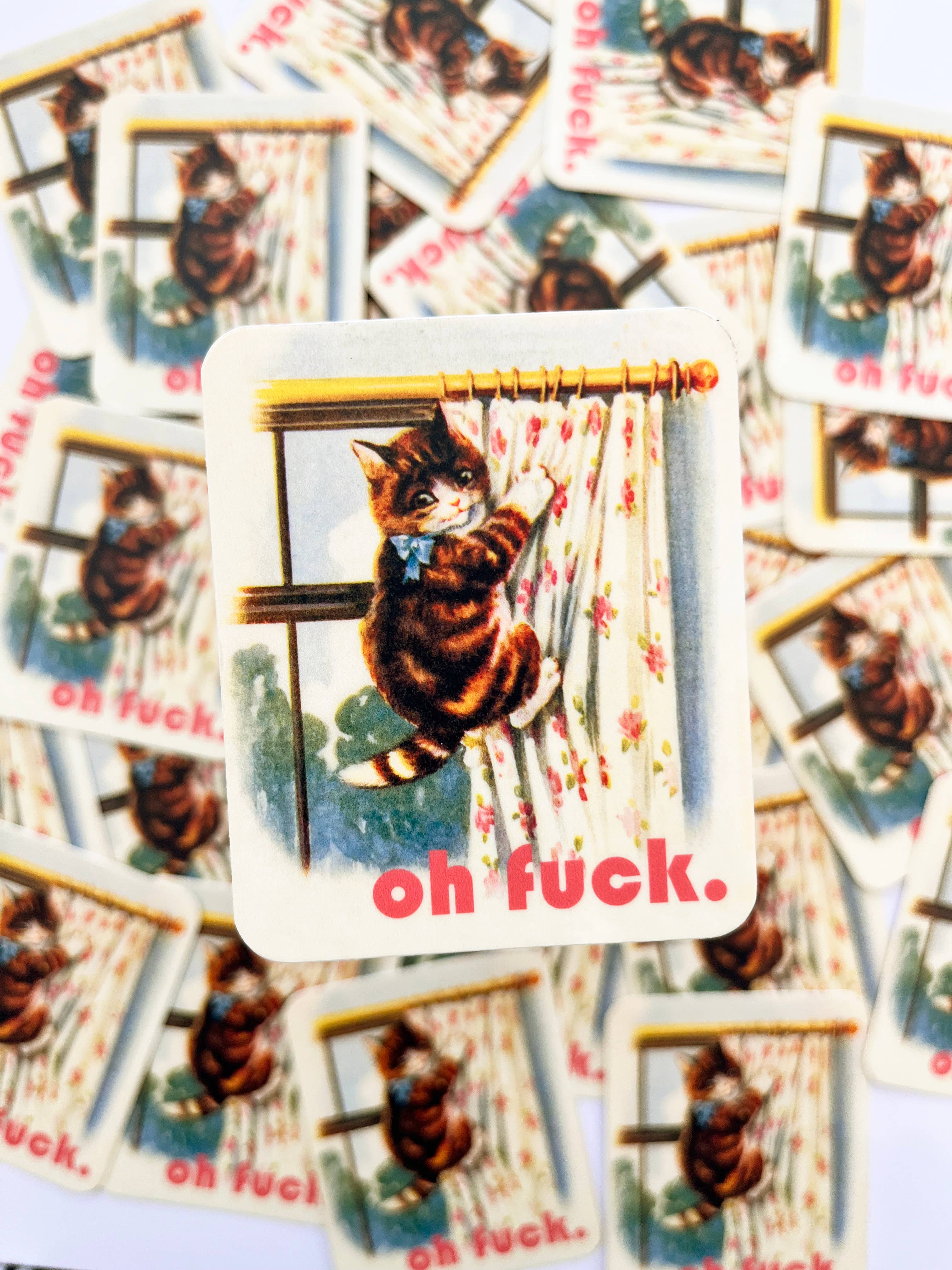 The Coin Laundry – wholesale Sticker – Oh Fuck Kitty Sticker - Funny Cat Decal3