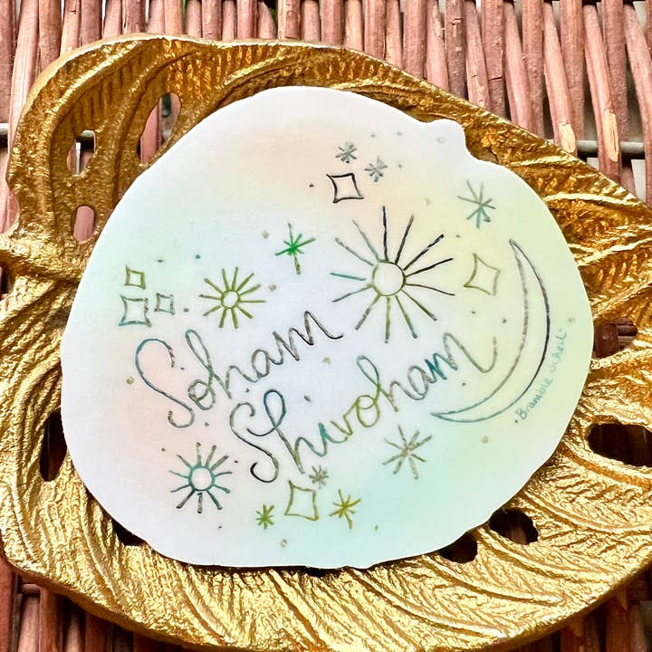 Soham Shivoham Hand-Lettered Vinyl Sticker for wholesale by Bramble Schell Studio