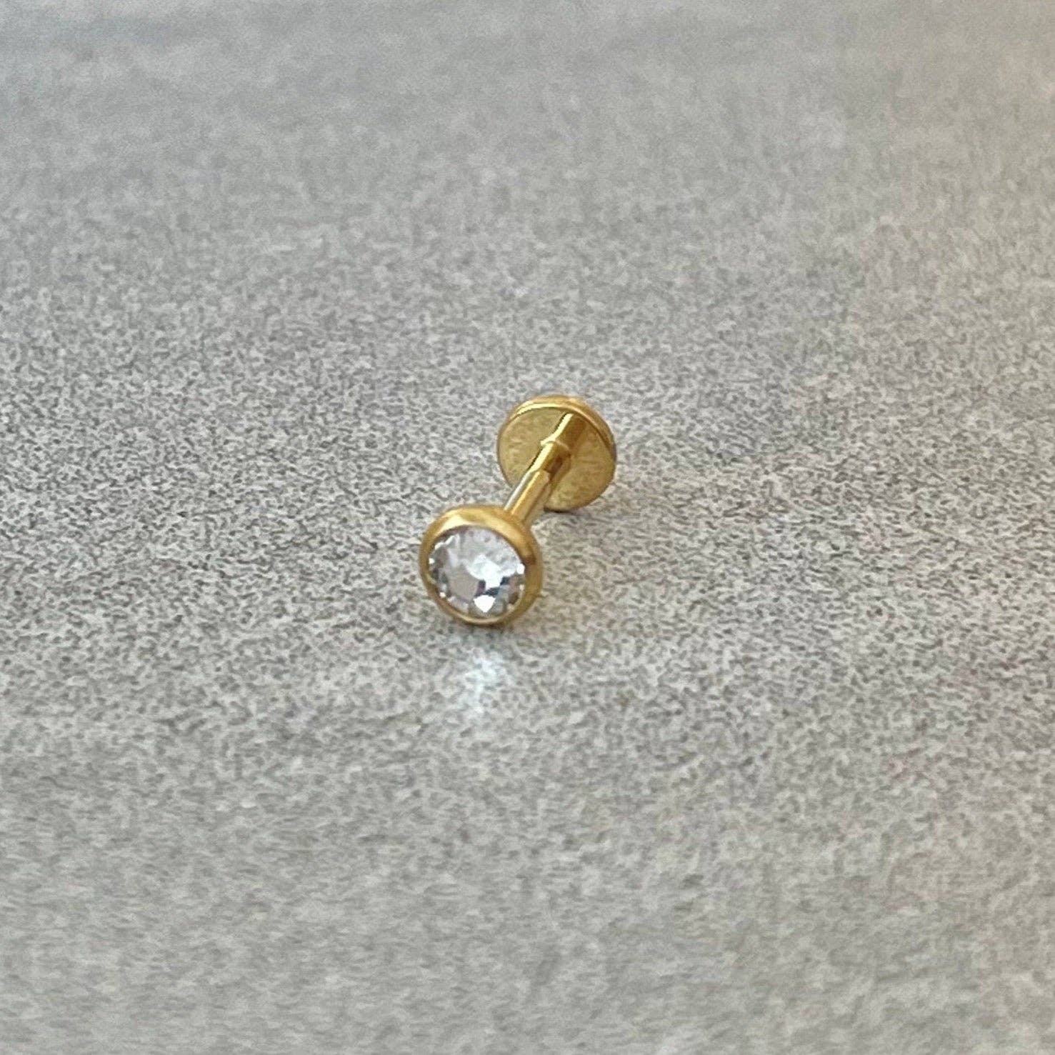 Elara Body Jewelry - Wholesale Stud/Post Earrings - Helix/Conch Cartilage Flat-Back Stud (16G or 18G | 8mm | Titanium | Silver or Gold)1