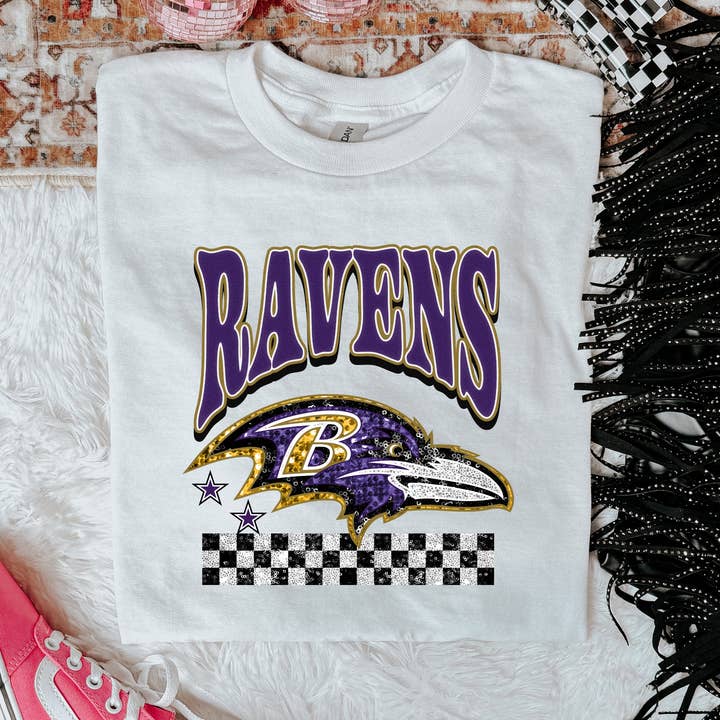Faux Glitter Ravens Graphic Tee for wholesale by ZZ Threadz