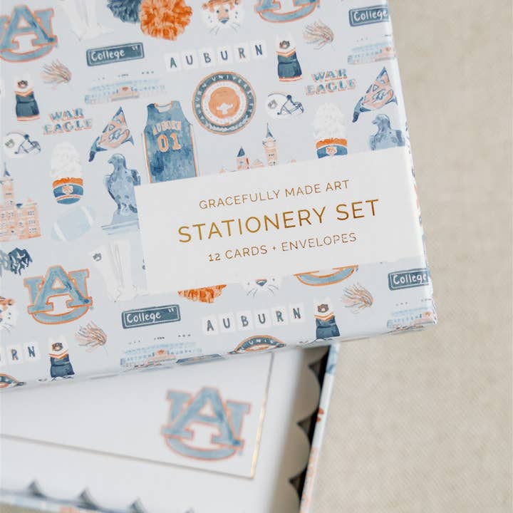 Gracefully Made Art - Wholesale Stationery/Notecard Set - Auburn University Boxed Notecard Set2