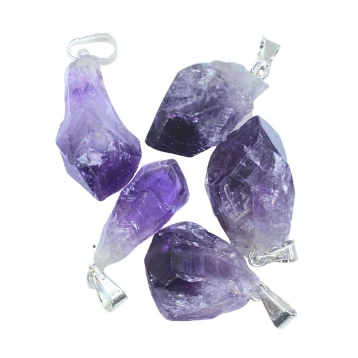 Point Pendant - Raw Amethyst for wholesale by Earths Elements Wholesale