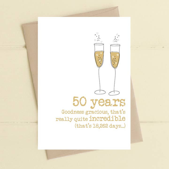 Golden Wedding - 50 Years, Incredible - Greetings Card for wholesale by Dandelion Stationery