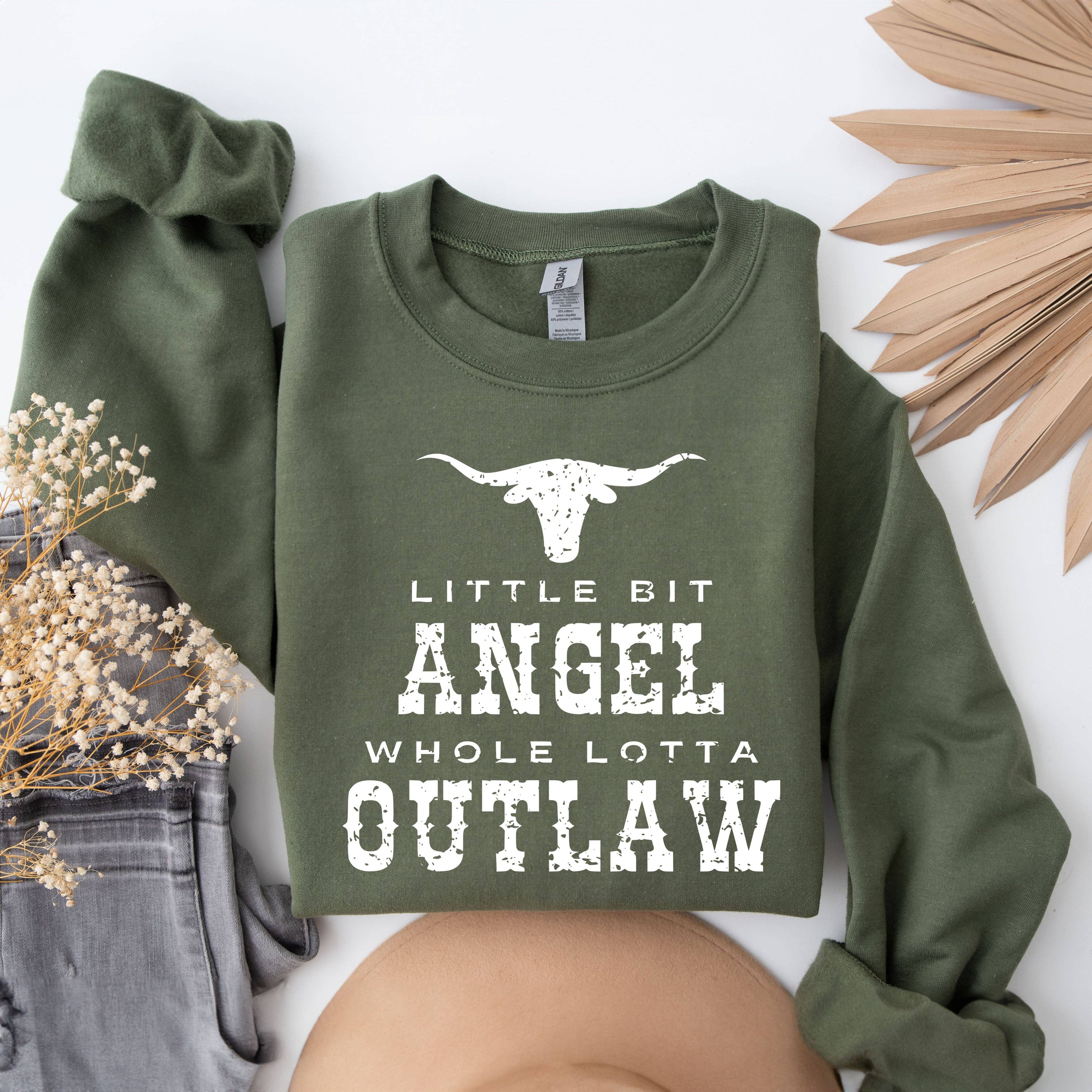 Olive And Ivory Wholesale - Vente Sweat-shirt à imprimés – femme - Little Bit Angel Horns | Sweatshirt2