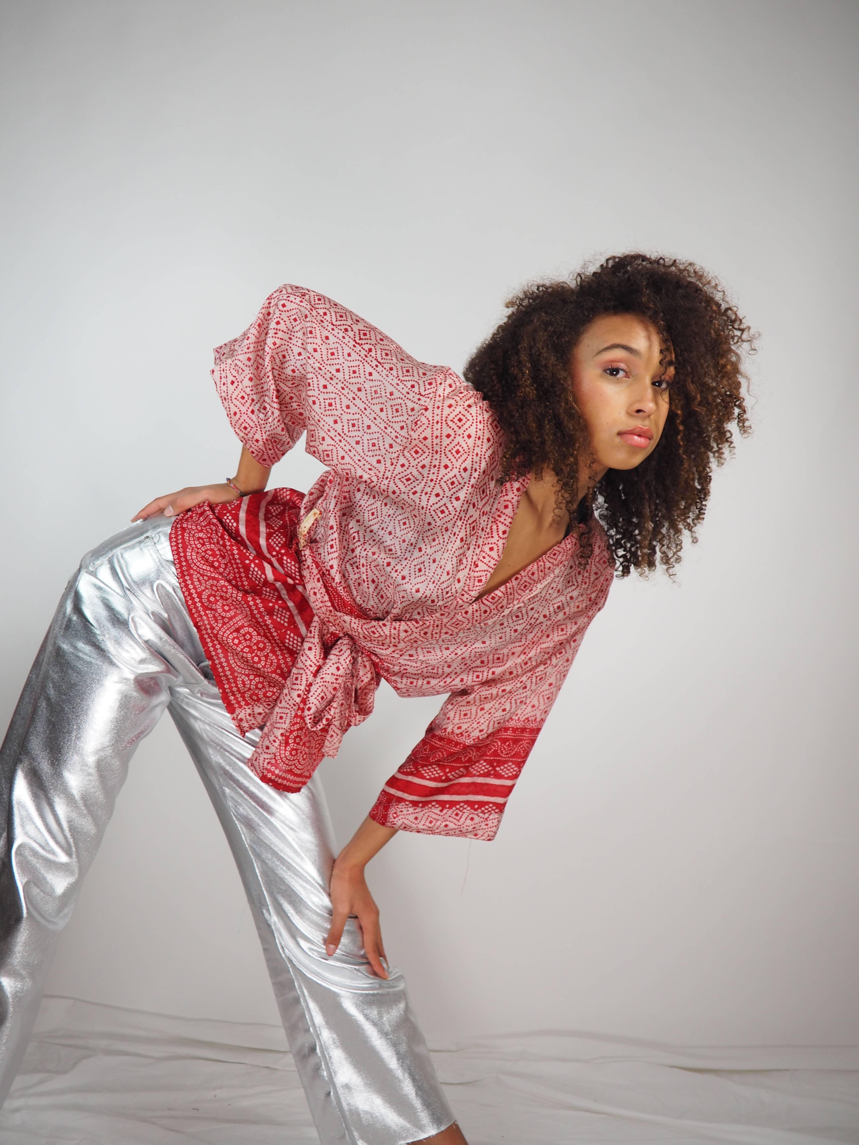 Vagabond Ibiza - Wholesale Kimono - Women's - The Kardash Kimono Short – Up-cycled Vintage Sari Kimono 23