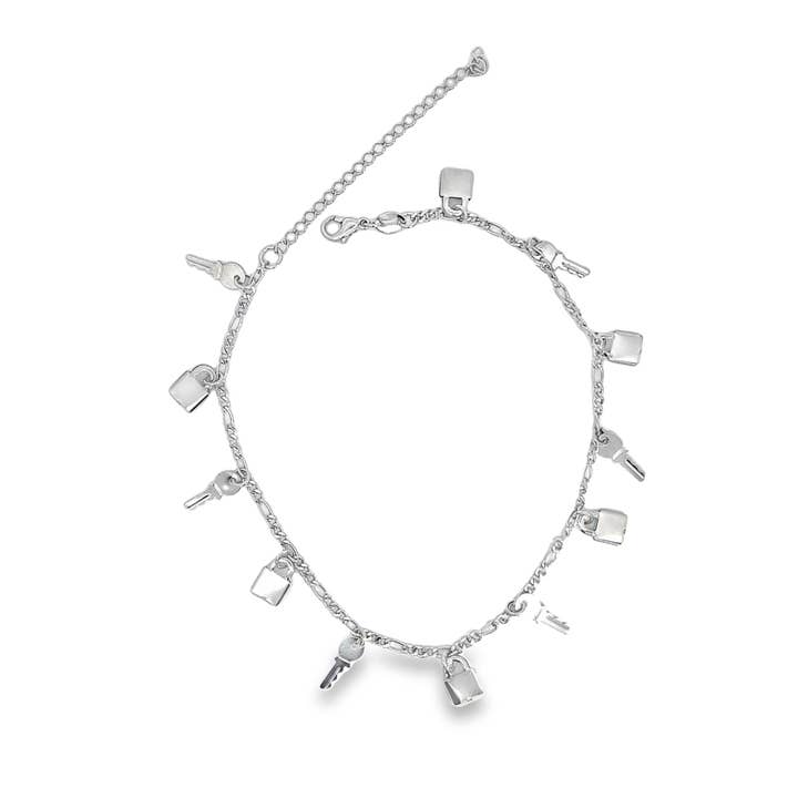 MIA Jewelry – wholesale Anklet – 18K Gold Filled Key And Lock Charm Anklet