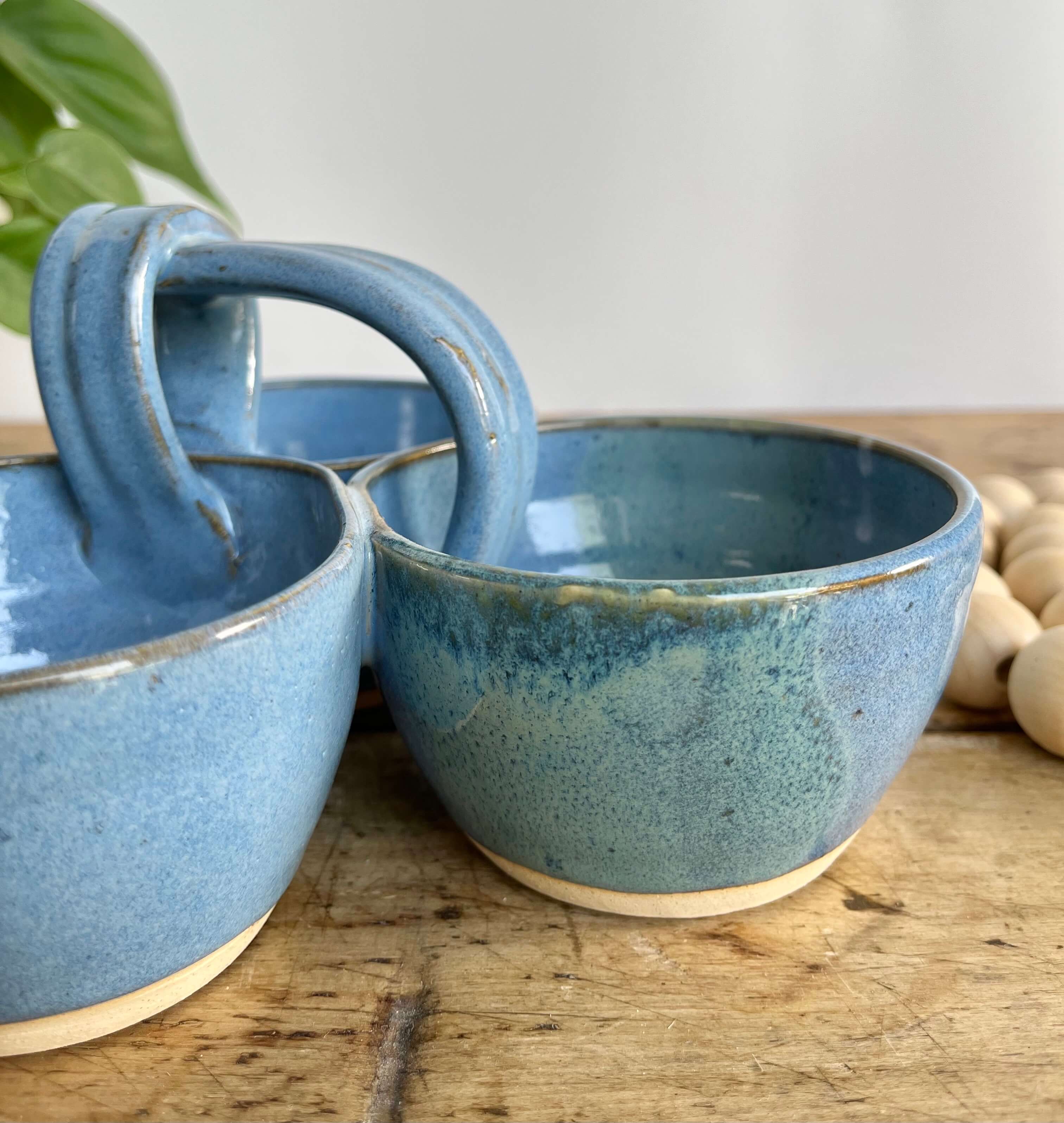 Coastal Clay Co. - Wholesale Platter - Triple Dip Platter Summer Party Platter Ceramic Dip Tray16