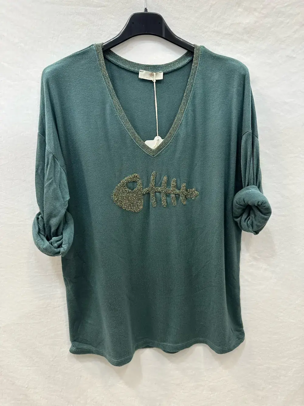 Mimi & Gogo - Wholesale Knit Sweater - Women's - Fine mesh embroidered big fish sweater lux @906443_PulGPoi1