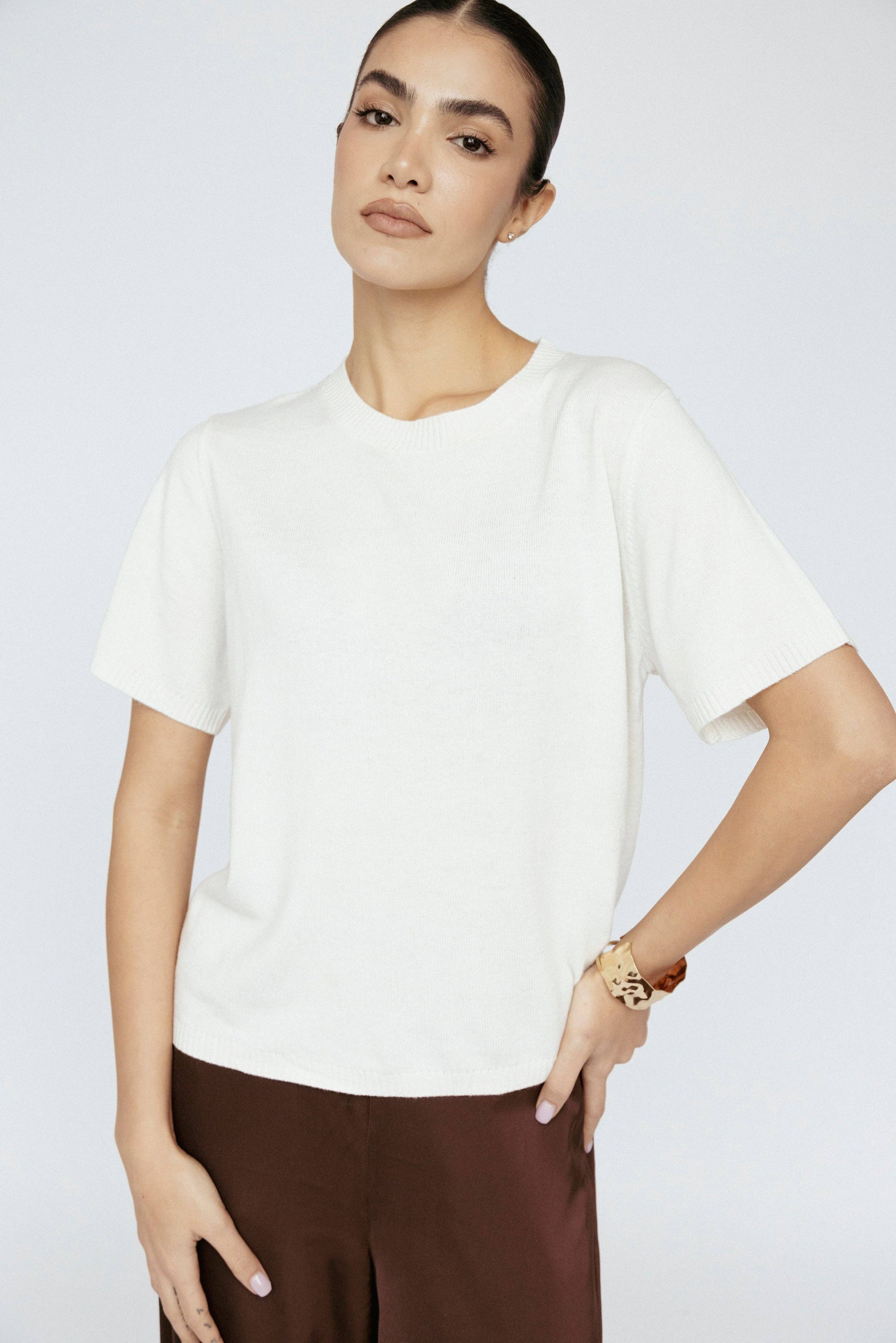 Cashmere Blend Tee Ivory for wholesale on Faire0