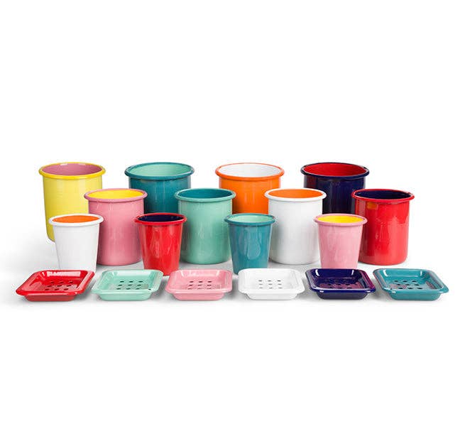 British Colour Standard North America - Wholesale Utensil Holder - BRITISH COLOUR STANDARD - Tall Enamel Utensil Holder in Orange Flame / Bright White5