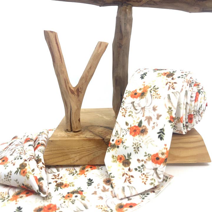JFMaccessories - Wholesale Necktie - Men's - Burnt Orange Floral Neckties, Wedding Floral Tie, Groomsmen Neckties, Groom Gift Tie, Groom necktie, Copper Rust Floral tie, Wedding tie