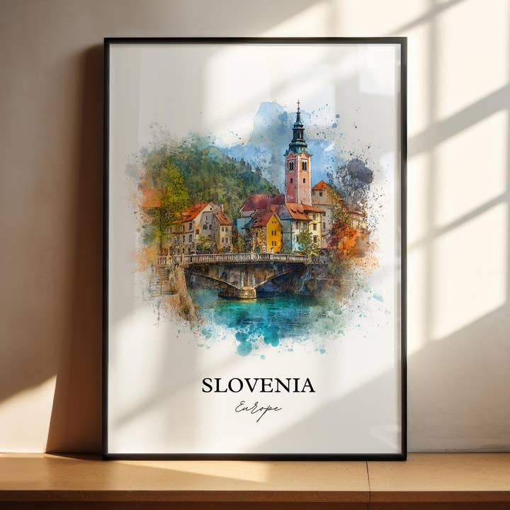 Arte da parete Slovenia, Stampa Slovenia, Arte ad acquerello Slovenia, Regalo sloveno, Stampa da viaggio, Poster da viaggio, Regalo per inaugurazione della casa per la vendita all'ingrosso da parte di Premium Travel Art