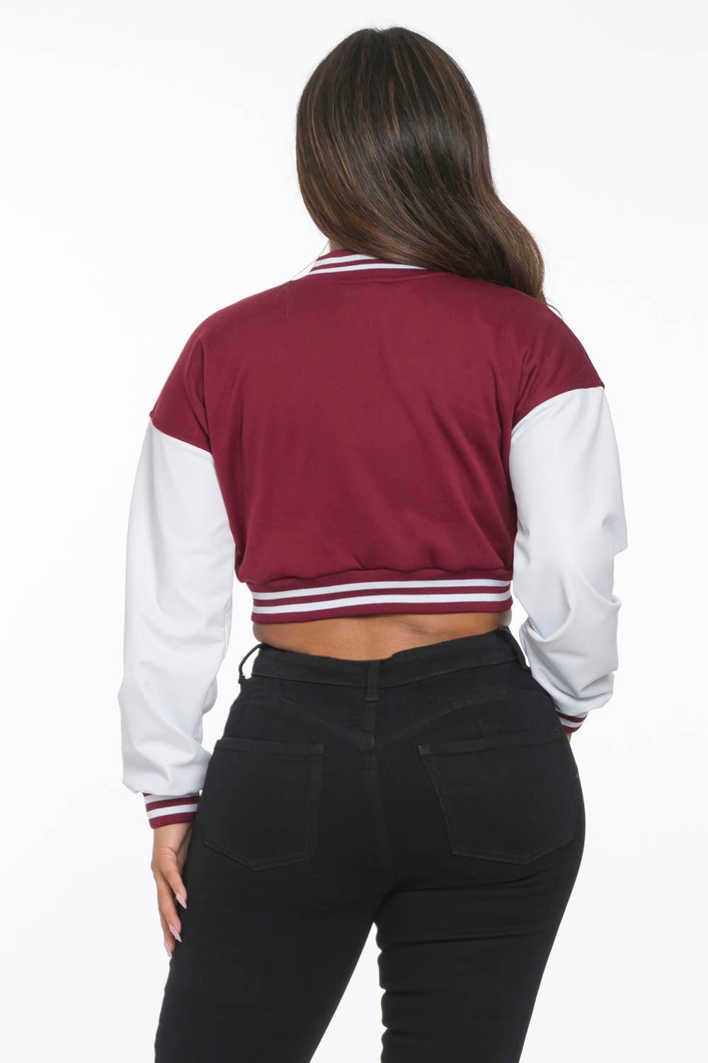 Lime All the Time - Wholesale Varsity/Baseball Jacket - Women's - B Logo Cropped Varsity Jacket11