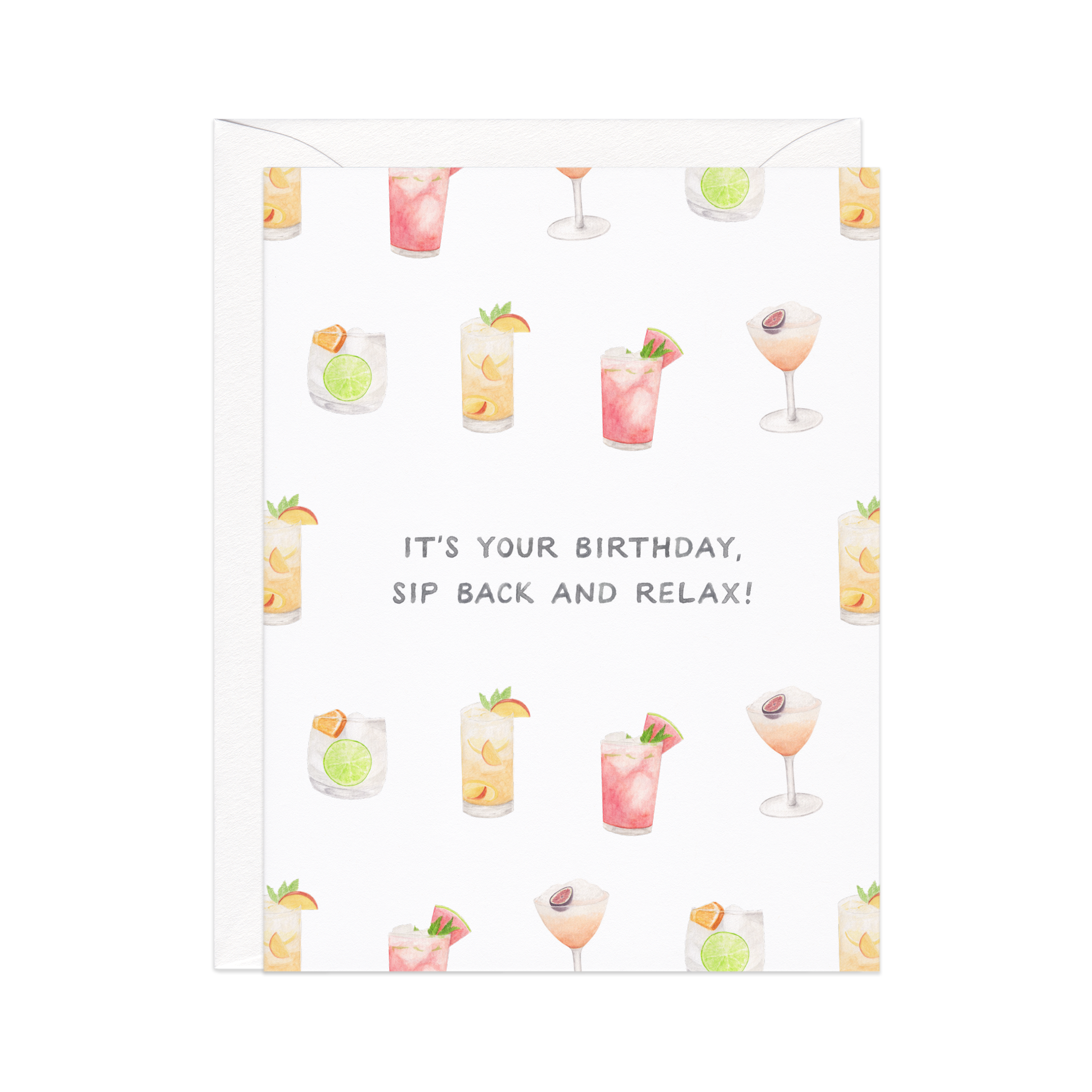 Amy Zhang - Wholesale Birthday Card - Sip Back And Relax — Cocktail Pun Birthday Card1