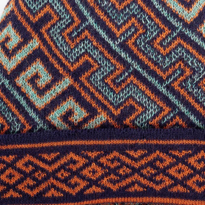 NOVICA - Wholesale Hat Accessory - Women's - Andean Style Unisex Baby Alpaca Knit Hat Aqua and Orange2