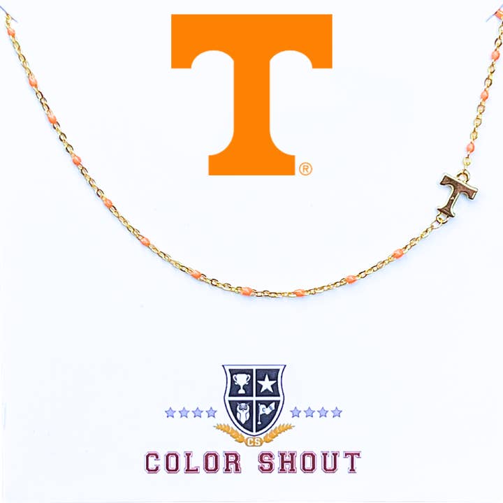 Collana con logo dell'Università del Tennessee N201 TN: Logo dei Tennessee Vols su collana con perline smaltate. per la vendita all'ingrosso da parte di Color Shout