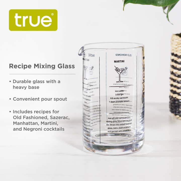 TRUE - Wholesale Cocktail Shaker - 5-Cocktail Recipe Glass Mixing Glass w/ Heavy Base - 17 oz