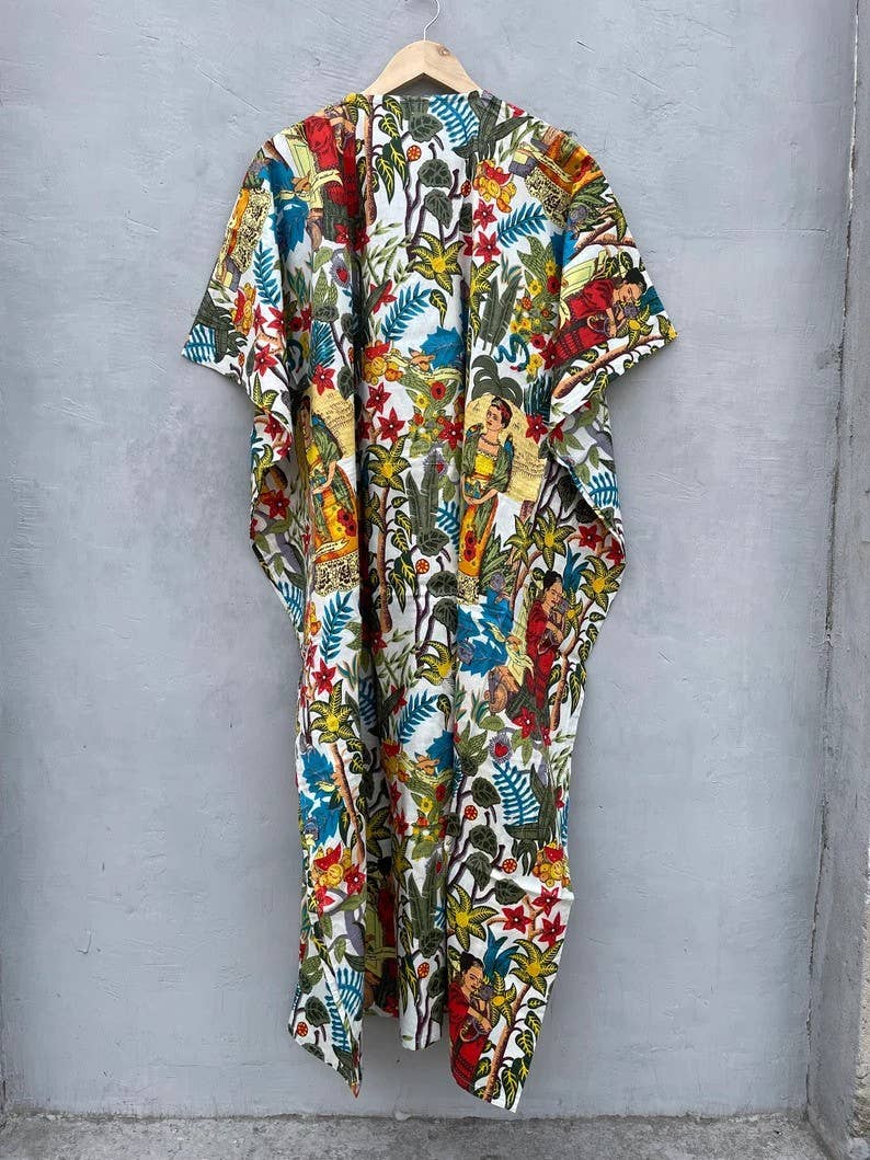 bhavnas boutique - Vendita all'ingrosso Caftano - Donna - Kaftano in cotone taglia unica, vestaglia estiva morbida2