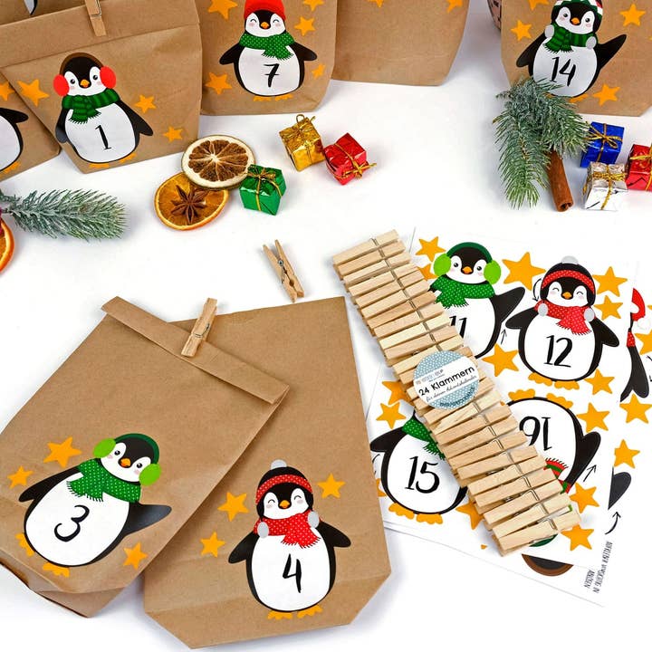 Papierdrachen – Großhandel Adventskalender – Adv Motiv - Pinguin Kalender