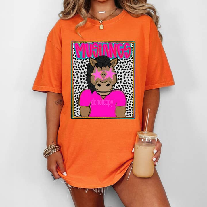 Mustangs Färgglada Maskot DTF Värmeöverföring för wholesale av Trendy Transfers