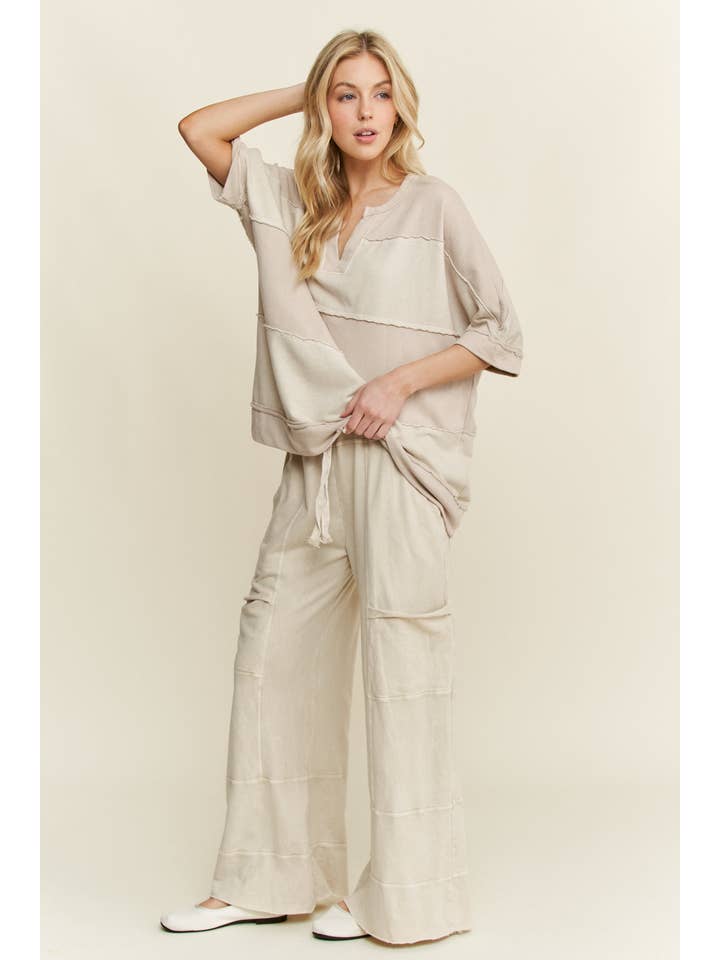 J.Her - Wholesale Pants - Women's - BEST Mineral Wash Wide leg Cropped pants HP55248