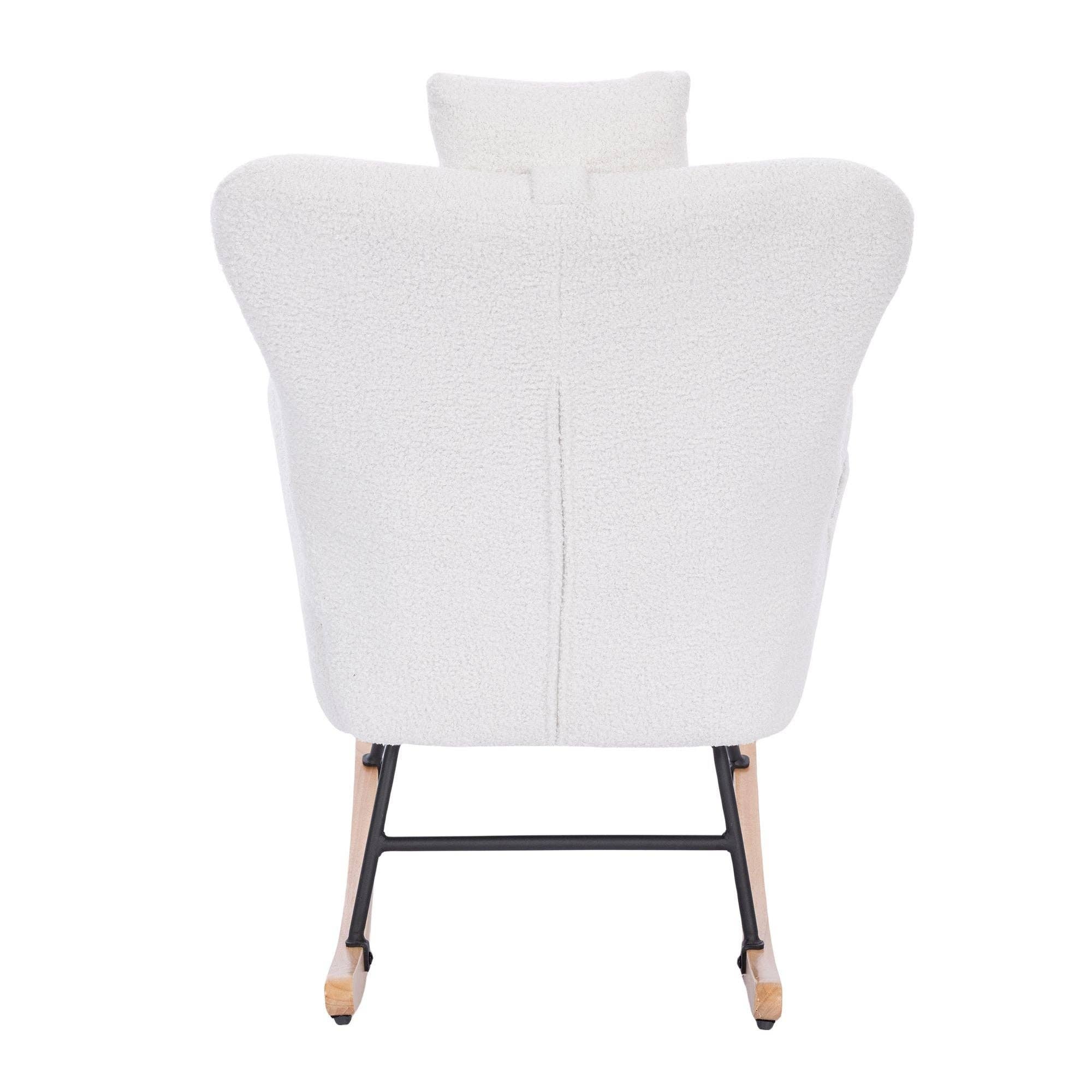 39F Inc. - Wholesale Rocking Chair - Teddy Upholstered Nursery Rocking Chair/White/Dark Grey6